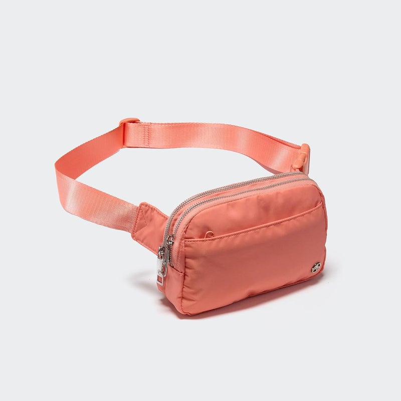 Pander Everywhere Belt Bag for Women, 5 Zipper Pockets Nylon Crossbody Fanny Pack Purse (Dark Salmon). - Image 4